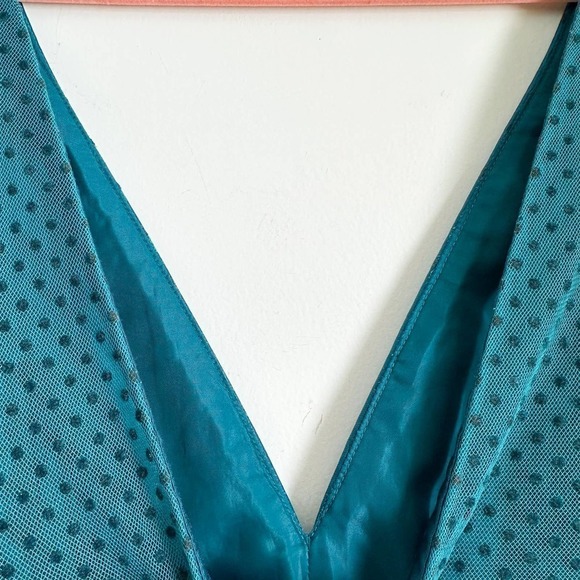 Monique Lhuillier Teal Mesh Formal Gown Sleeveless mesh insert Formal Dress 16 - Picture 11 of 13